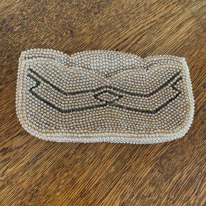 Vintage Pearl Beaded Zippered Clutch